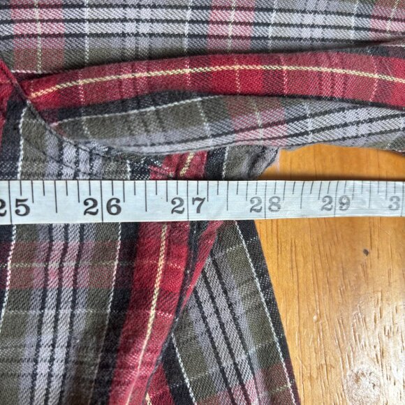 L.L. Bean Green Red Flannel Plaid Long Sleeve Pocket Button Down Shirt Size XXL - Picture 7 of 8